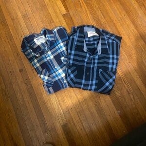 2 Men's Urban Pipeline  Blue Plaid cotton long sleeve Shirts EUC xl